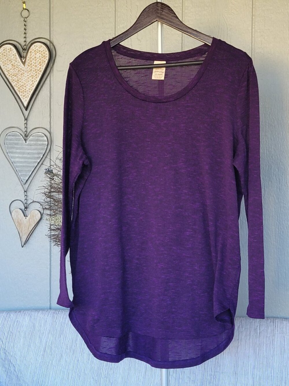 Faded Glory Women's Purple Heathered Slub Knit Tunic Top - Size 1X (16W)